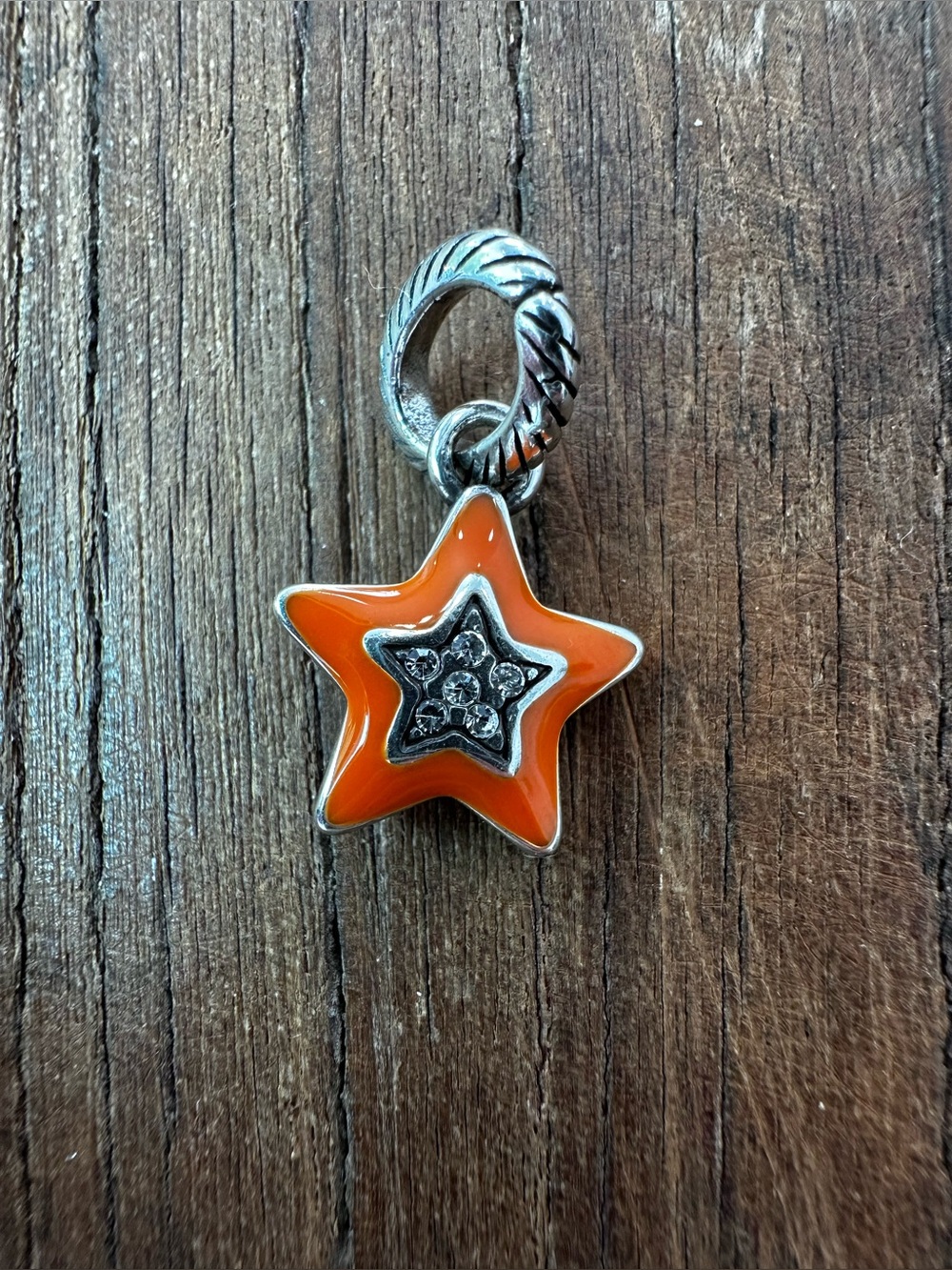 Sterling Silver Orange Star Charm with Heart Accent - Picture 2 of 5